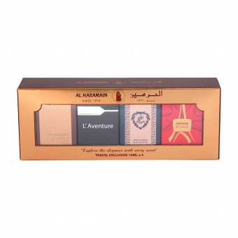 Набор Al Haramain Travel Exclusive AHP 2011-01 10мл * 4шт (Rouge, Amber Oud, L'Aventure, Azlan Bleu)